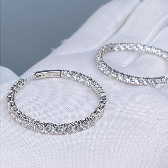Large Hoop Crystal Embellished Earrings - Picture 1 of 7